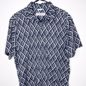 Tommy Bahama Button Up Shirt Black & Blue Size: L